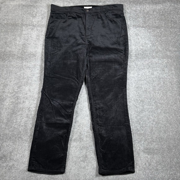 Ann Taylor Pants - Loft Pants Women's 18 Black Velvet Velour Straight Leg Stretch Modern High Rise